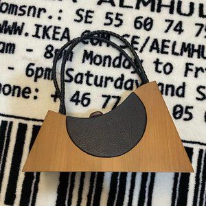 Handmade Wooden With Leather Accent Mini Handbag